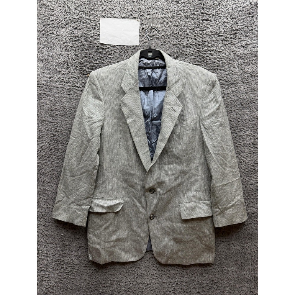 Vintage Christian Dior Monsieur Silk Single-Breasted Blazer Light Grey Size S/M